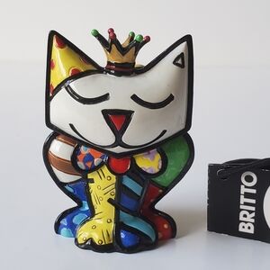 Romero Britto Mini Cat Crown Princess 3D Figure #14072 Rare Retired Collectible